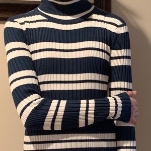 Women’s Striped Long Sleeved Turtleneck Top